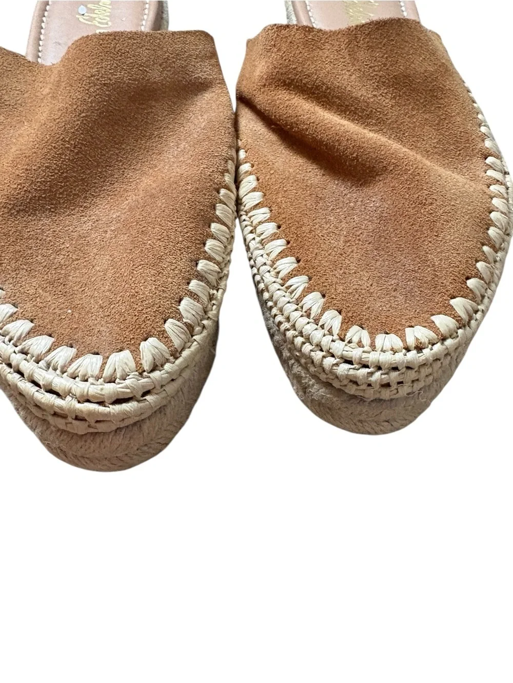 Sam Edelman Austin Suede Espadrille Mules Tan Brown Slip On Size 7.5
